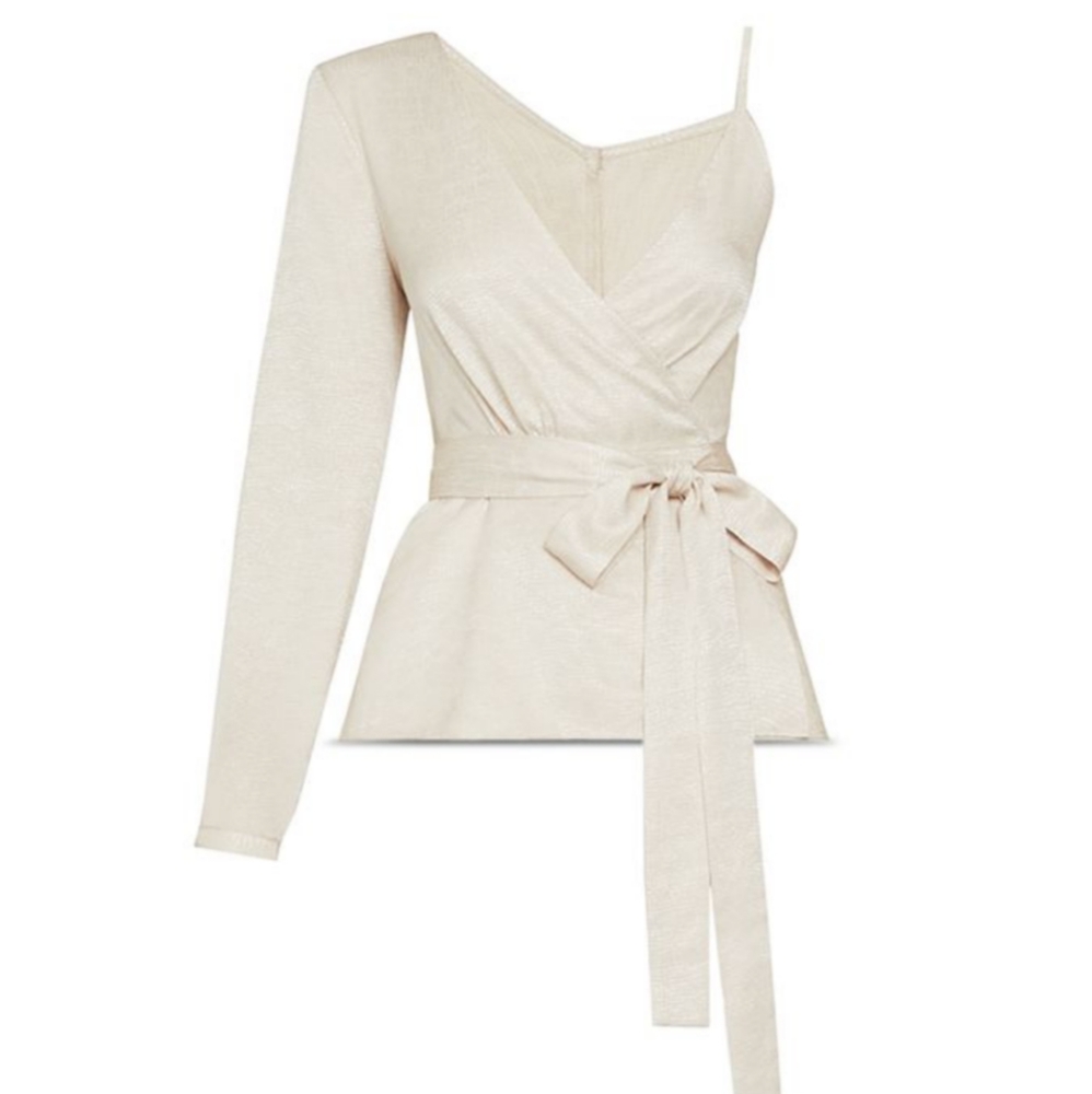 BCBGMaxAzria One-Shoulder Wrap Top